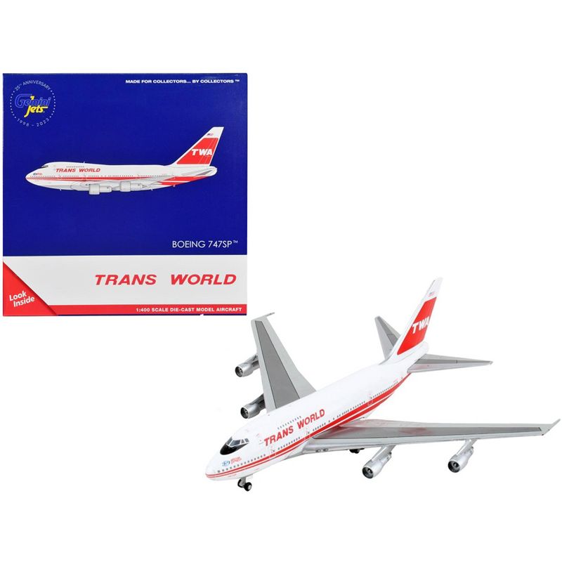 Boeing 747SP Commercial Aircraft "Trans World Airlines - Boston Express" White w/Red 1/400 Diecast Model Airplane by GeminiJets, 1 of 4