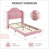 Homhougo Twin Bed Frame with Lights, Stylish Velvet Platform Bed Pink - 2 of 4