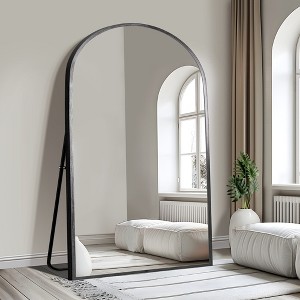 Spassway Arched Metal Full Mirror with Bracket Decorative Freestanding Mirror Accent Wall Mirror for Living Room Bedroom - 1 of 4