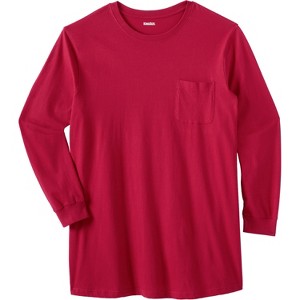 KingSize Shrink-Less Lightweight Longer-Length Long-Sleeve Crewneck Pocket Tee - 1 of 4