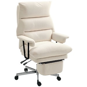 HOMCOM Large Overstuffed Office Chair, High Back Desk Chair with Lumbar Support, Footrest, Swivel Wheels, Reclining Computer Chair - 1 of 4