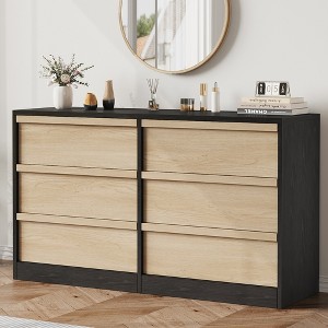Whizmax 6 Drawer Dresser for Bedroom, Wooden Dresser Organizer with Storage, Modern Double Chest of Drawers for Bedroom, Living Room, Nursery - 1 of 4