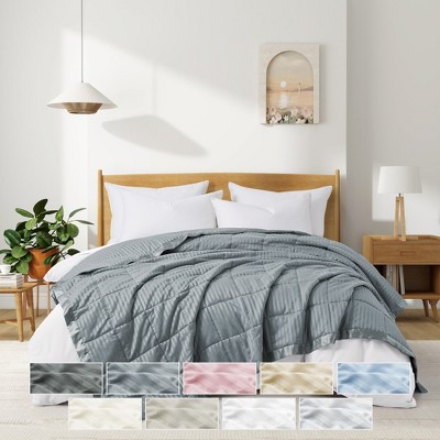 Peace Nest Hotel Quality Luxury All Season Jacquard Soft Bed Blanket with Satin Trim, Cozy and Warm