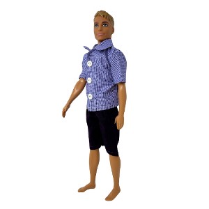 Ken & GI Joe Doll Outfit – Purple Plaid Shirt and Shorts Set - 1 of 4