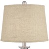 Regency Hill Blair Traditional Table Lamps 25" High Set of 2 Brushed Nickel Burlap Drum Shade for Bedroom Living Room Bedside Nightstand Office House - 2 of 4