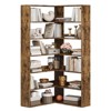 6 Tier Industrial Corner Bookshelf - L-Shaped Tall Bookcase with Baffles & Wooden Shelves for Living Room, Home Office - 2 of 4