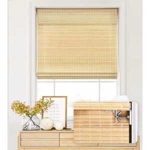 Roll Up Bamboo Blinds for Windows 26'' W x 64'' H, Natural - 1 of 3