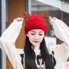Anna-Kaci Women's Knit Beanie with Reindeer Antlers - Festive Winter Hat - 2 of 4