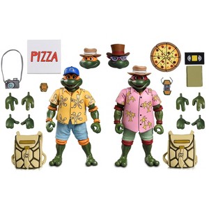 Teenage Mutant Ninja Turtles (Cartoon) 7" Scale Action Figure Vacation Raphael and Michelangelo 2pk - 1 of 4