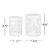 VisioGear Patio Round End Tables, 2PCS Patio End Tables, Indoor Outdoor Nesting End Carved Trellis Design Side Table, White, 13.75"*13.75"*18" - 2 of 4