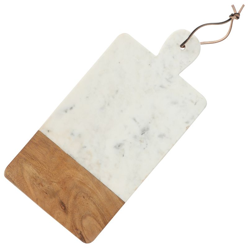 Gibson Laurie Gates Mix Material 16in x 8in Rectangular Cheese Board in White Marble and Wood, 5 of 8