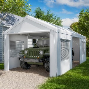 YARDSIGHT Heavy Duty Portable Carport Garage with Removable Sidewalls, Roll-up Doors & Windows for Car, SUV, Truck, Boat - Durable & Versatile - 1 of 4