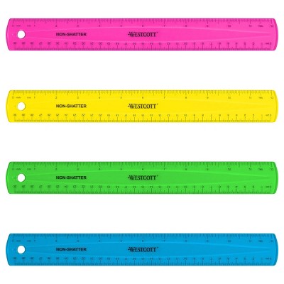 12" Assorted Translucent Shatterproof Ruler Set with Anti-Microbial