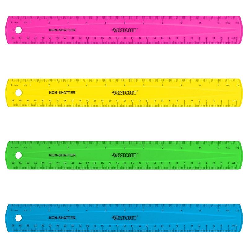 12pk 12&#34; Shatterproof Ruler with Anti-Microbial Translucent Colors - Acme United, 2 of 5