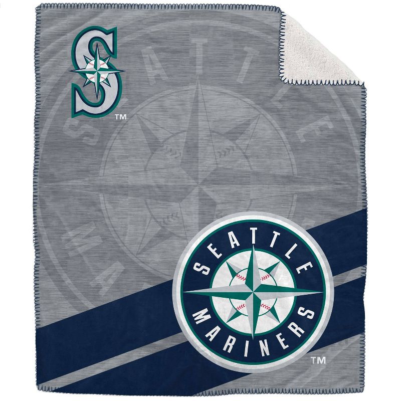 MLB Seattle Mariners Corner Logo Faux Shearling Blanket, 1 of 4