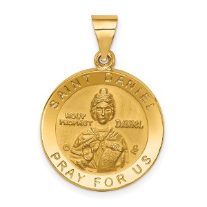 Black Bow Jewelry 14k Yellow Gold Hollow St. Daniel Medal Pendant, 19mm (3/4 Inch) - 1 of 4