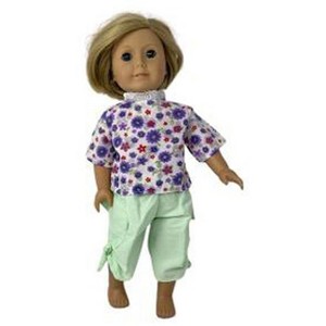 Flowers Shirt And Cargo Pants Compatible with 18 Inch Girl Dolls Like American Girl and Our Generation Dolls - 1 of 4