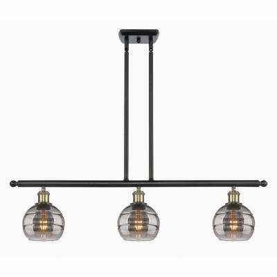 Rochester - 3 Light Stem Hung Island In Industrial Style-8.38 Inches Tall and 36 Inches Wide