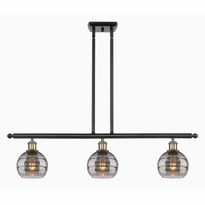 Rochester - 3 Light Stem Hung Island In Industrial Style-8.38 Inches Tall and 36 Inches Wide - 1 of 1