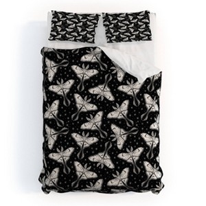 Deny Designs Full/Queen Avenie Luna Moth Black and Cream Duvet Cover and Pillow Sham Black - 1 of 4
