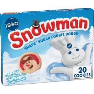 Pillsbury Ready-to-Bake Snowman Shape Sugar Cookie Dough - 9.1oz/20ct - 1 of 4