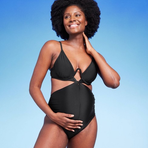 Underwire Twist-front One Piece Maternity Swimsuit - Isabel Maternity By  Ingrid u0026 Isabel™ Black : Target