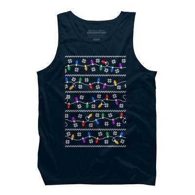 Men's Design By Humans Christmas Garland Lights Retro Pixel Pattern By R4Design Tank Top