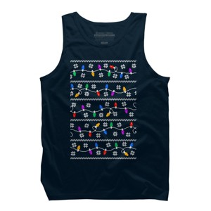 Men's Design By Humans Christmas Garland Lights Retro Pixel Pattern By R4Design Tank Top - 1 of 3