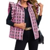 Imily Bela Womens Plaid Puffer Ruffle Sleeveless Lightweight Quilted Vest Fall Winter Padded Gilets Coats - 2 of 4