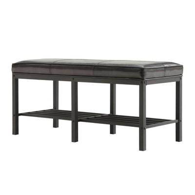 Norton Modern Faux Leather Upholstered Bench Black - Inspire Q