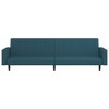 vidaXL Blue Velvet 2-Seater Sofa Bed - Convertible Loveseat Sleeper Couch for Living Room, Dorm, Office - Upholstered Twin Bed Size with Wooden Frame - 4 of 4