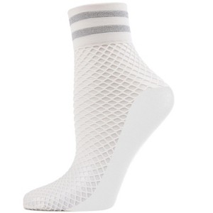 Memoi Metallic Stripe Fishnet Ankle Sock - 1 of 2