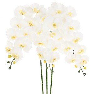 Unique Bargains Artificial Orchid Flowers Nine-headed Large Faux Phalaenopsis Silk Bouquets Real Touch 37 Inch - 1 of 4