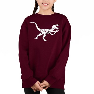 LA Pop Art Velociraptor - Girl's Word Art Crewneck Sweatshirt - 1 of 3