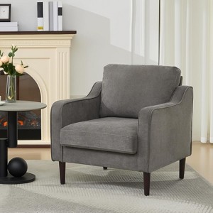 Coucheta Modern Accent Chair, Linen Upholstered, Mid-Century Design, Ergonomic Support, Compact for Living Room & Bedroom - 1 of 4