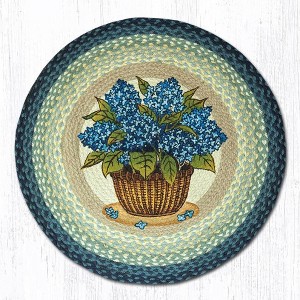 Earth Rugs Blue Hydrangea Braided Round Patch Tread – Farmhouse Style 27"x27" - 1 of 3