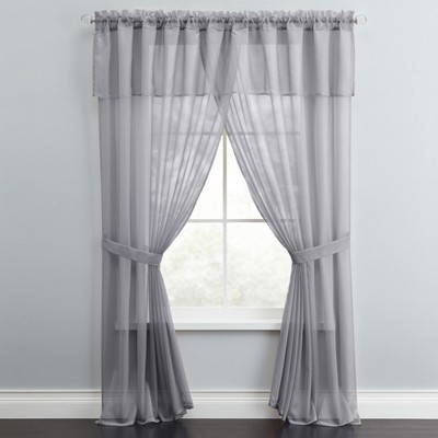 BrylaneHome BH Studio Sheer Voile 5 Piece One-Rod Curtain Set
