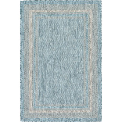 Aquamarine Elegance 4' x 6' Flat Woven Outdoor Rug