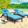 Chaise Lounge Chairs Set of 2 for Outside, Adjustable Position Outdoor PE Rattan Wicker Patio Pool Lounge Chair with Arm, Cushion, Pillow and Wheels - 3 of 4