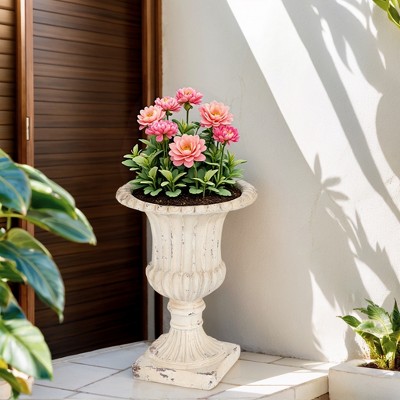 Christopher Knight Home Joanne Outdoor Mid-Century Modern Handcrafted Garden Urn, Antique White