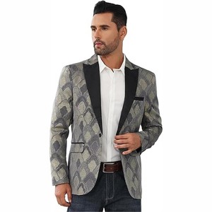 Clearlove Men's Peak Lapel Single Button Tuxedo Jacket Contrast Pocket Formal Party Prom Wedding Blazer - 1 of 4