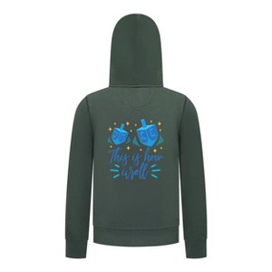 Everyday Kids Hanukkah Collection “This Is How I Roll” Zip Up Hoodie – Fun Holiday Sweatshirt - 1 of 4