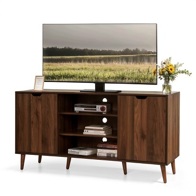 Subrtex Solid Wood TV Stand for TVs Up to 60" With Double Sliding Doors And Storage