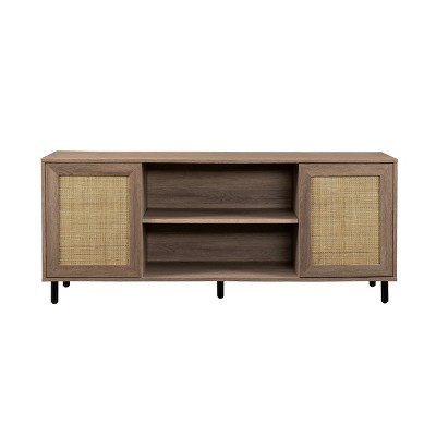 GlasFlength TV Stands and Consoles TV Console Table TV Center TV Stand with Storage Shelves Elegant for Living Room, Brown, 58"*15.75"*24"