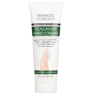 Advanced Clinicals Collagen Hand Cream. Skin Care Moisturizer Lotion For Dry, Cracked Skin. 8 Fl Oz - 1 of 4
