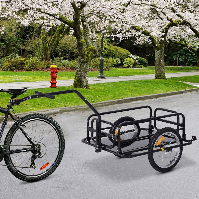 Aosom Foldable Bike Cargo Trailer Cart with Hitch, 88 lbs. Capacity, 16' Wheels, Black, 4 of 10