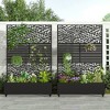 Wooakway 72"H Two-tone Patio Planter Box with Trellis Metal Raised Garden Bed Black Decorative Privacy Screen with Wheels - 3 of 4