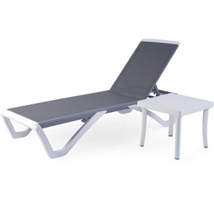 Kozyard Alan Adjustable Patio Chaise Lounge Chair with Table– Full Flat Reclining Aluminum Frame with Durable Resin Legs - 1 of 4