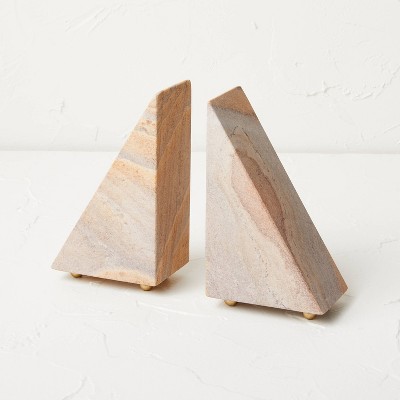 Set of 2 Stone Pyramid Bookends - Opalhouse™ designed with Jungalow™