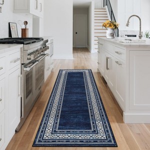 Modern Washable Area Rug, Non-Slip Stain Resistant Low Pile Carpet with Border for Living Room, Bedroom & Kitchen - 1 of 4